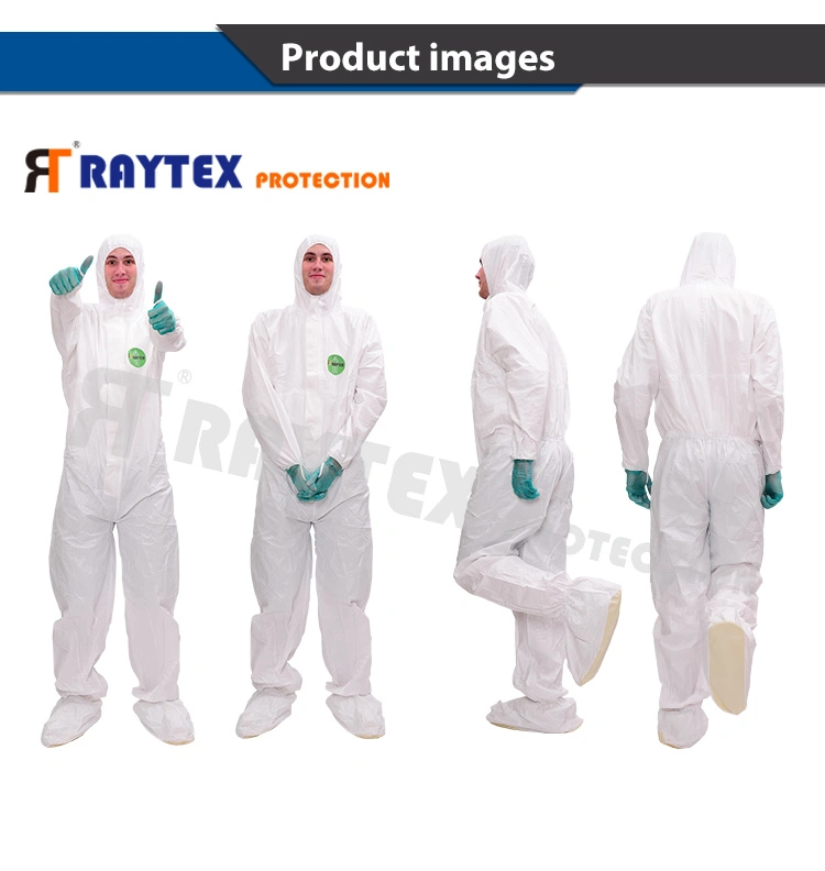 CE En14126 Hospital Protective Medical Mircroporous Anti-Virus Working Disposable Type 5/6 Coverall