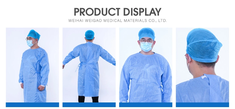 Blue Sterile Non-Woven Disposable Reinforced Surgical Gown