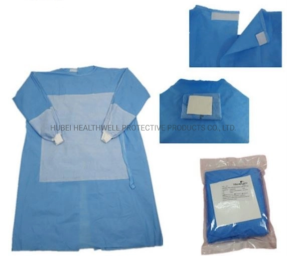 Nonwoven Surgical Nonwoven Disposable Reinforced Surgical Gown and Blue Surgical Gown with Knitted Cuff